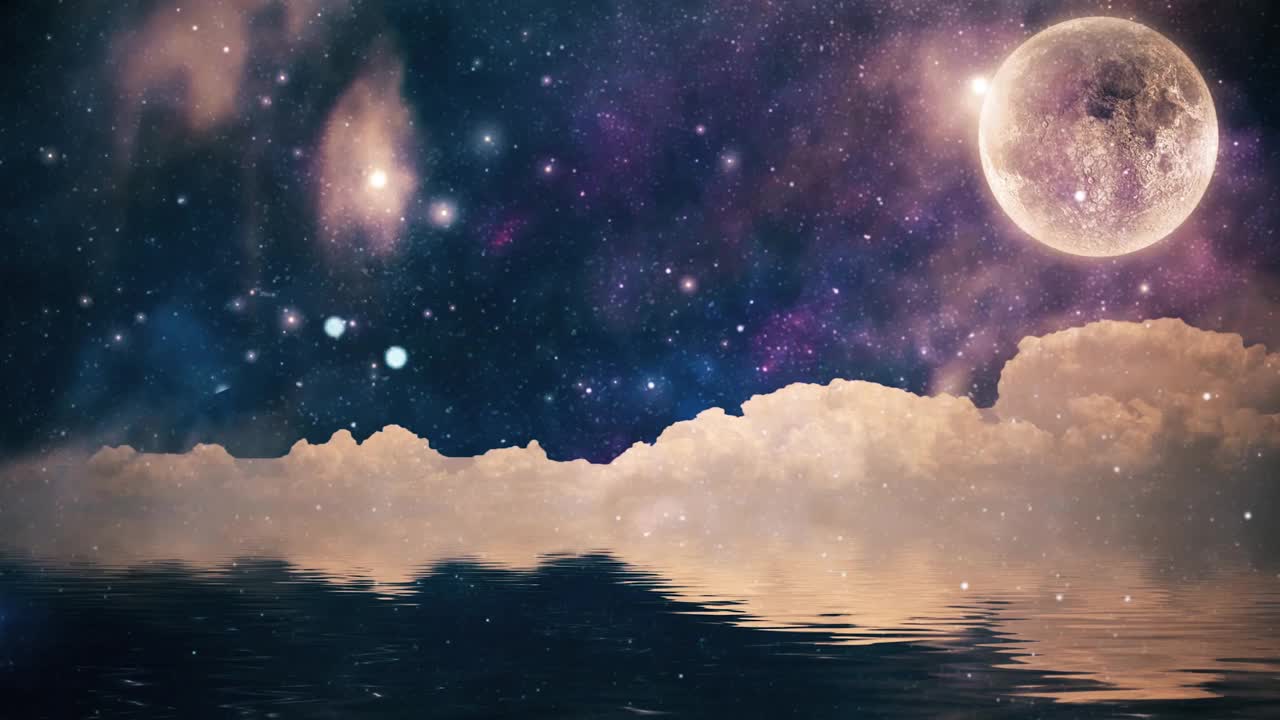 超现实世界中的月亮升起