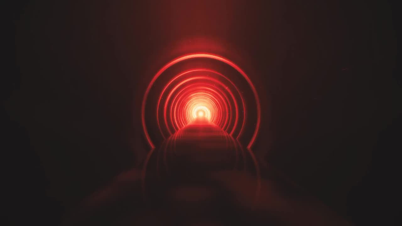 黄色发光霓虹灯隧道动画