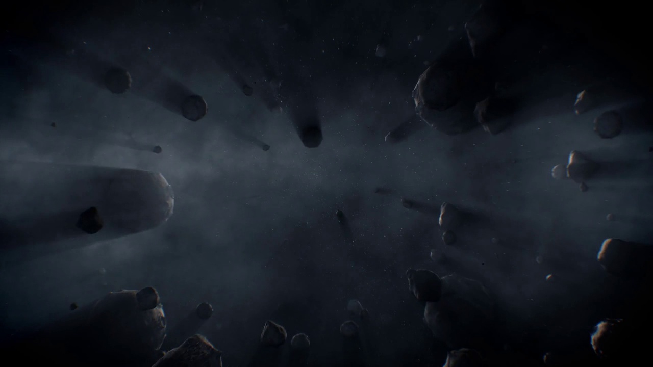 詳情圖-三維動畫移動灰色小行星在黑暗中與亮度