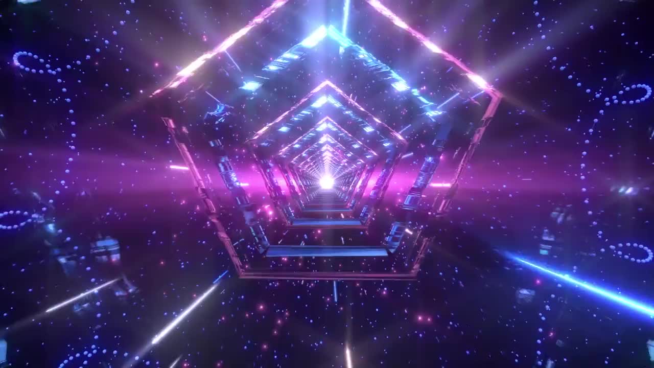 五角形闪烁灯光隧道动画