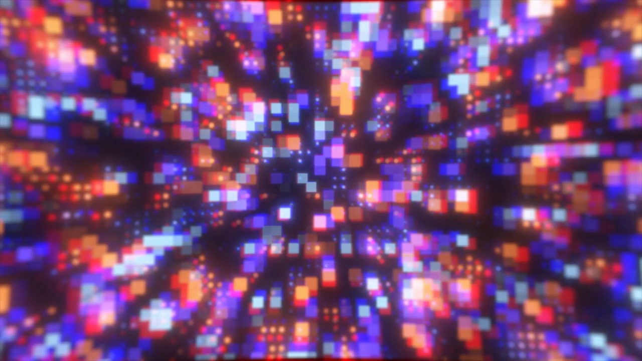 抽象的未来高科技能量粒子点和正方形神奇明亮的发光背景