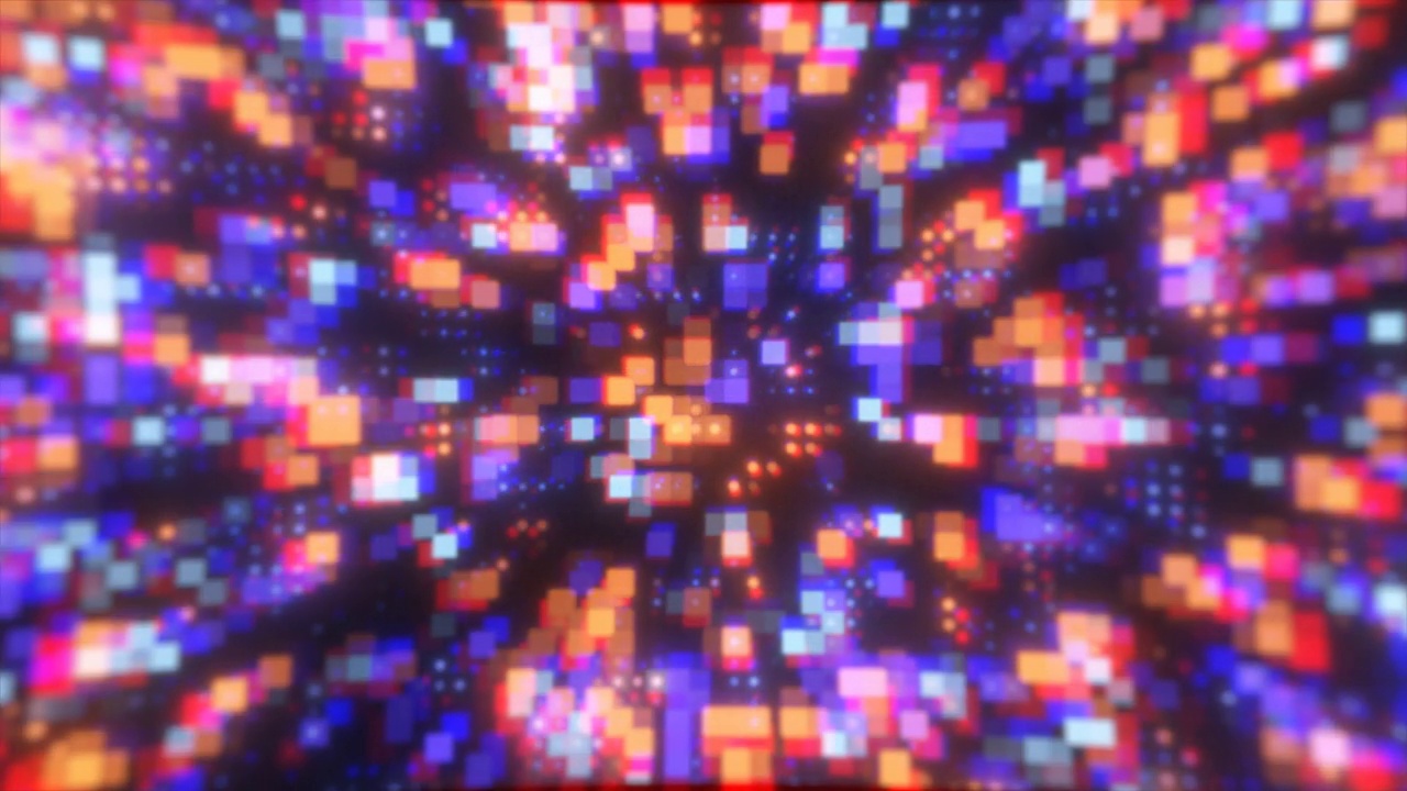 详情图-抽象的未来高科技能量粒子点和正方形神奇明亮的发光背景