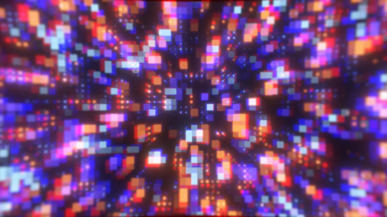 详情图-抽象的未来高科技能量粒子点和正方形神奇明亮的发光背景