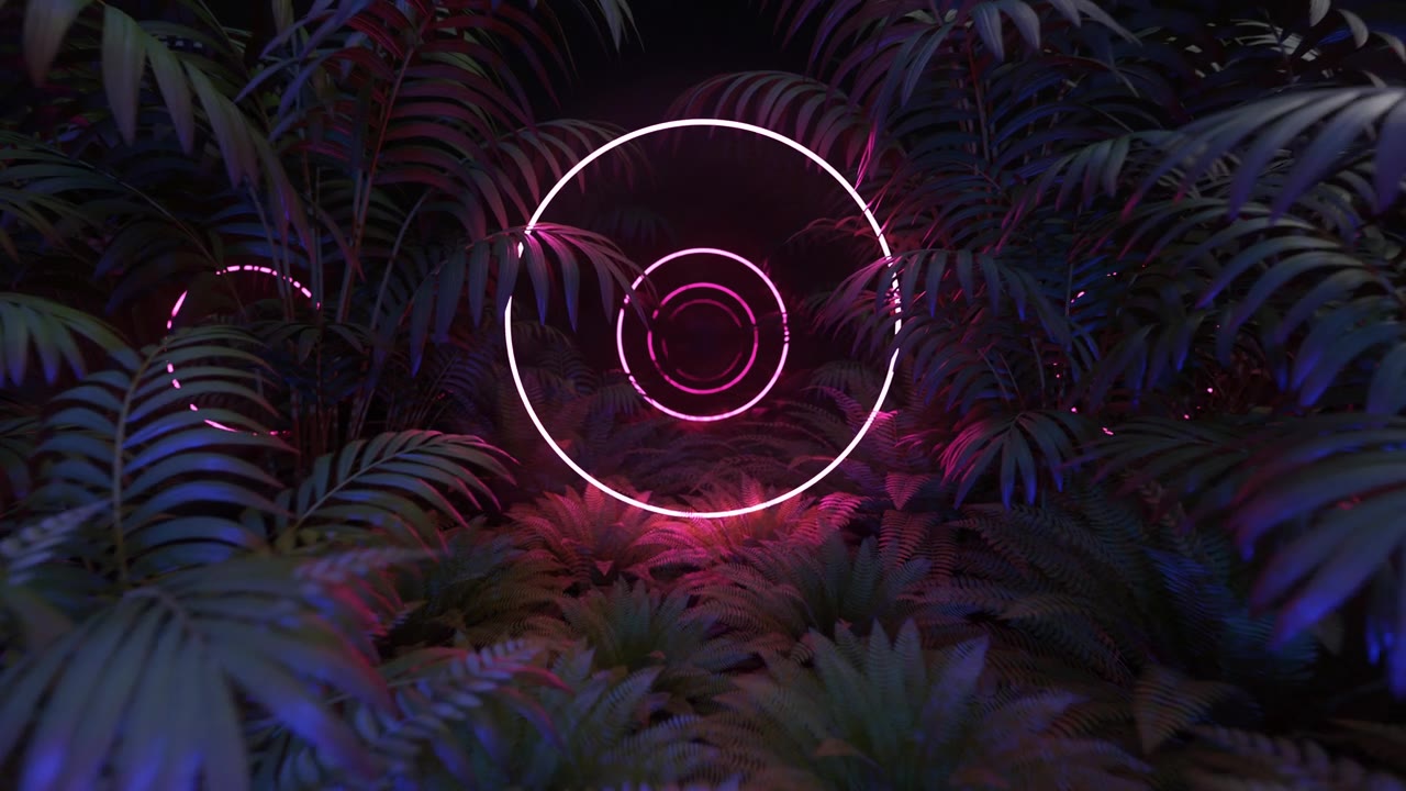 详情图-在森林里发光的霓虹灯圈