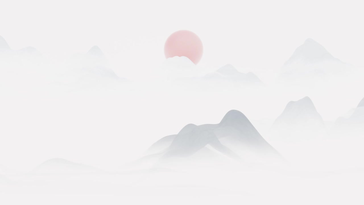 中式水墨画山水。