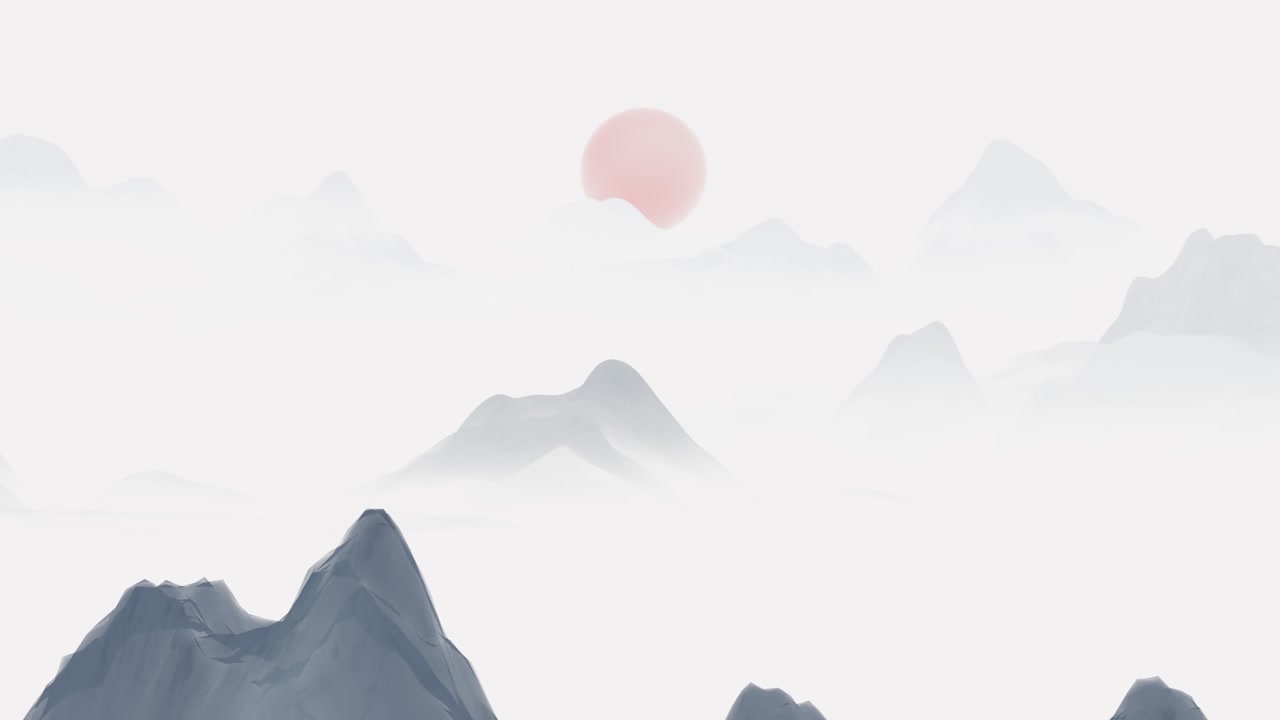 詳情圖-中式水墨畫山水。