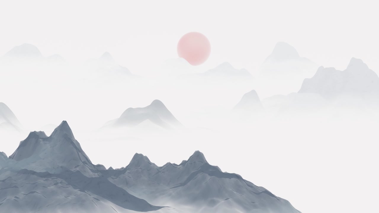 詳情圖-中式水墨畫山水。