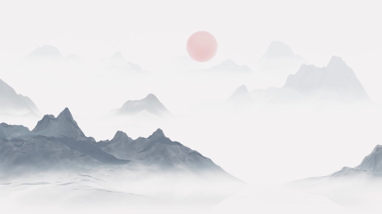 詳情圖-中式水墨畫山水。