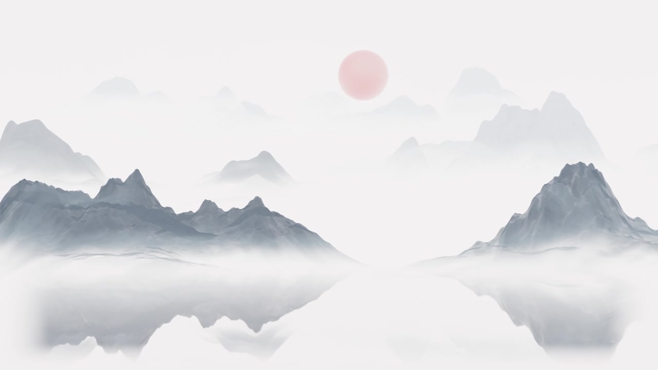 詳情圖-中式水墨畫山水。