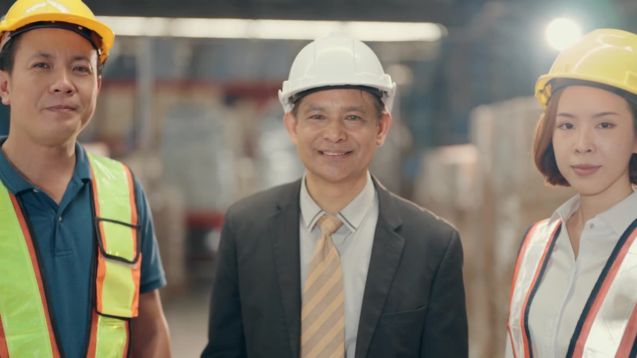 详情图-多元仓工微笑自信——物流业的高效团队与团结。