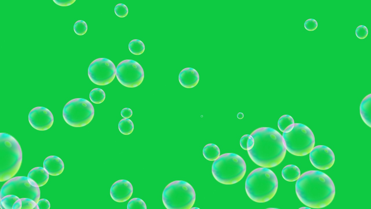 现实的泡沫泡沫水下动画股票视频绿色屏幕背景-隔离的绿色屏幕和黑色背景色度键控-氧气创建泡沫下的海洋或游泳池动画-气泡碳酸水-气泡在玻璃微距拍摄