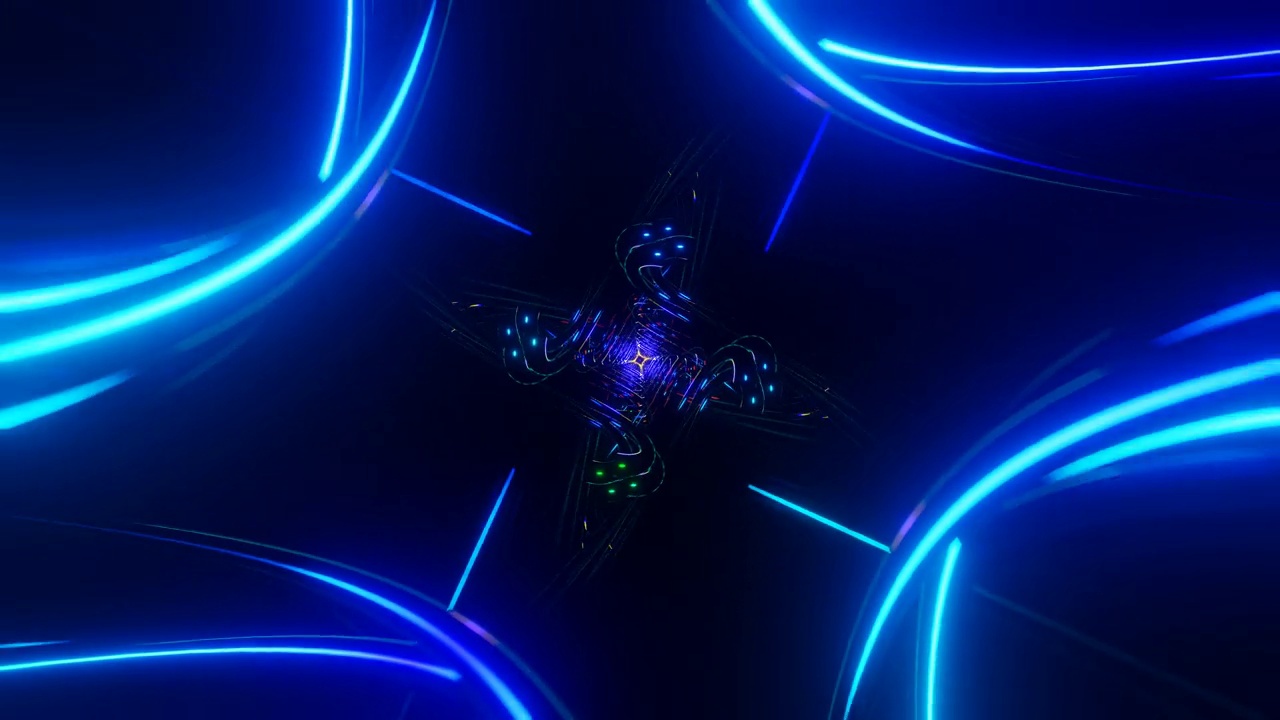 抽象霓虹多色迷幻催眠VJ无缝循环背景。3D图形的音乐舞台过渡，显示，复古，高科技。