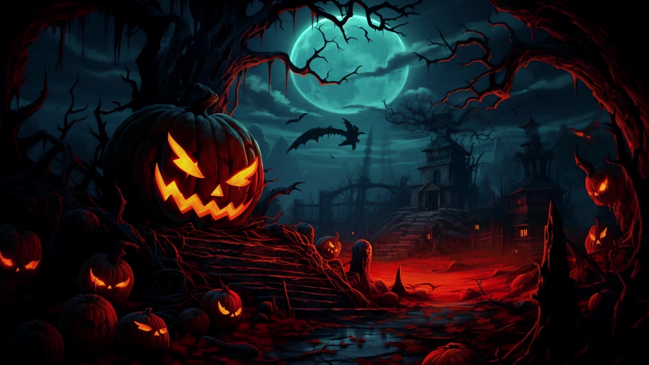 詳情圖-快樂(lè)的萬(wàn)圣節(jié)之夜派對(duì)背景。