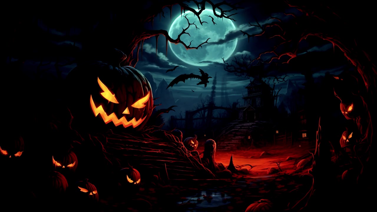 詳情圖-快樂(lè)的萬(wàn)圣節(jié)之夜派對(duì)背景。