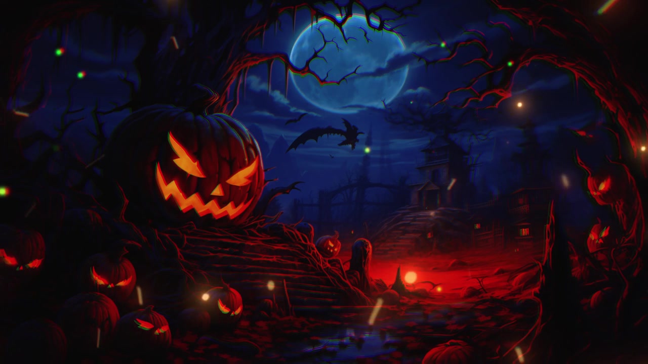 詳情圖-快樂(lè)的萬(wàn)圣節(jié)之夜派對(duì)背景。