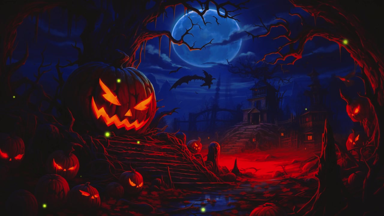 詳情圖-快樂(lè)的萬(wàn)圣節(jié)之夜派對(duì)背景。