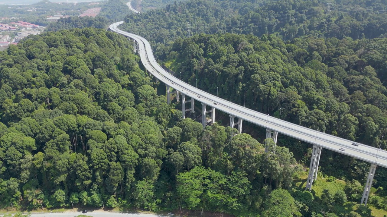 詳情圖-公路鳥瞰圖穿過綠色的森林在山上