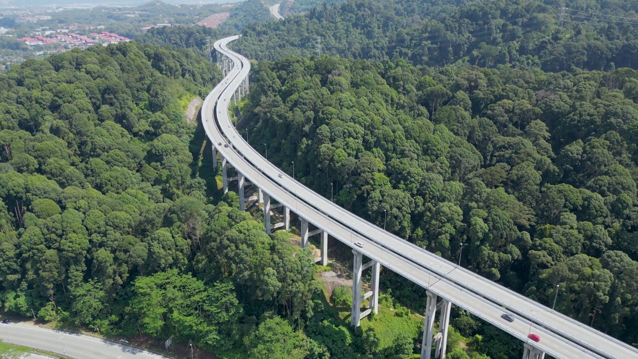 詳情圖-公路鳥瞰圖穿過綠色的森林在山上