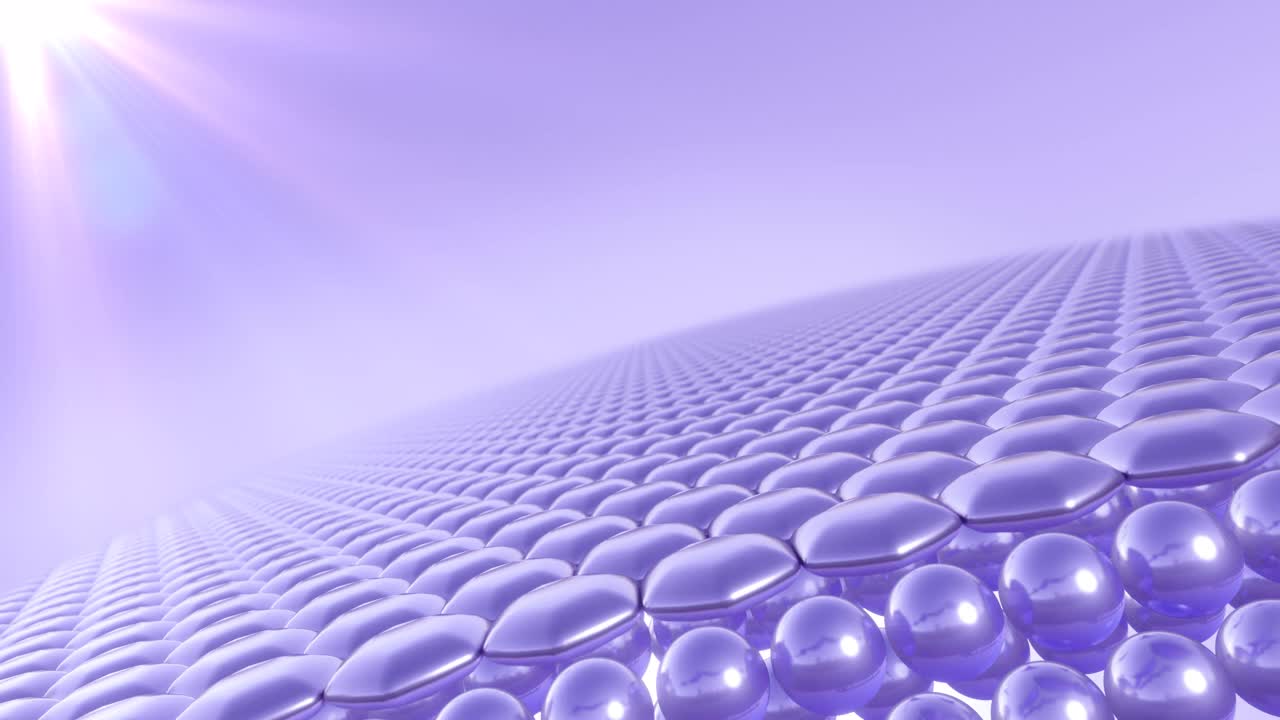 皮肤细胞的3D动画。具有紫外线防护的皮肤细胞。