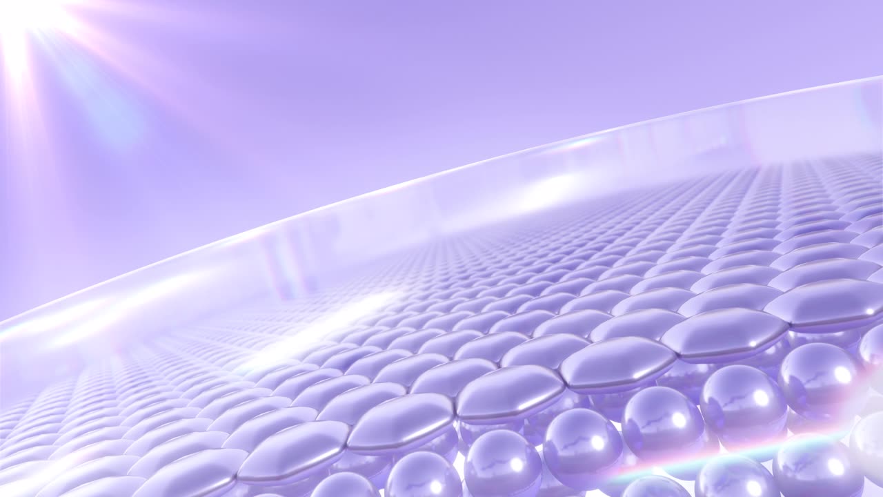 詳情圖-皮膚細胞的3D動畫。具有紫外線防護的皮膚細胞。