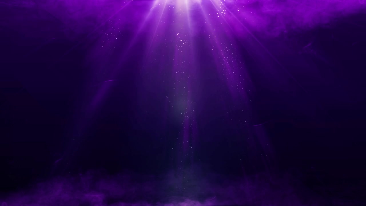 详情图-魔术烟雾与体积光闪闪的尘埃。4k超高清动画圣诞视频紫蓝色无缝循环背景。