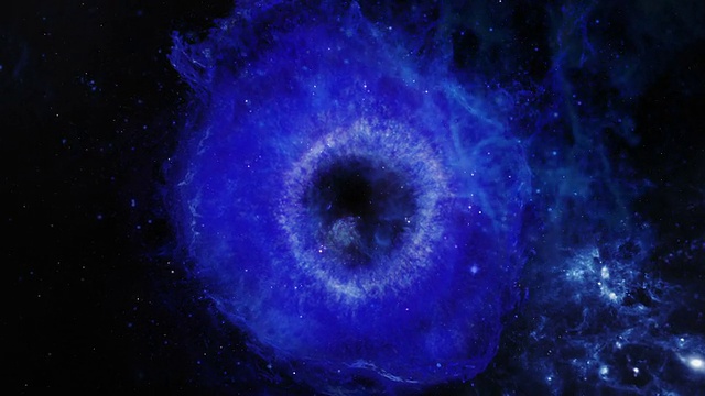 恒星和星系。Loopable。蓝色的。空间背景:星云，恒星，彗星。