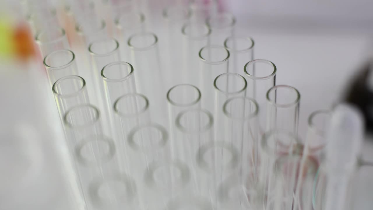 科学家在实验室取出透明试管并检查