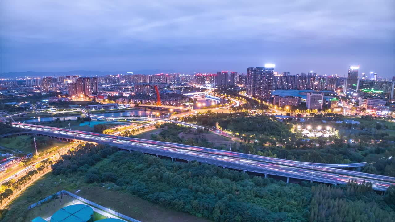 航拍成都城市延时摄影