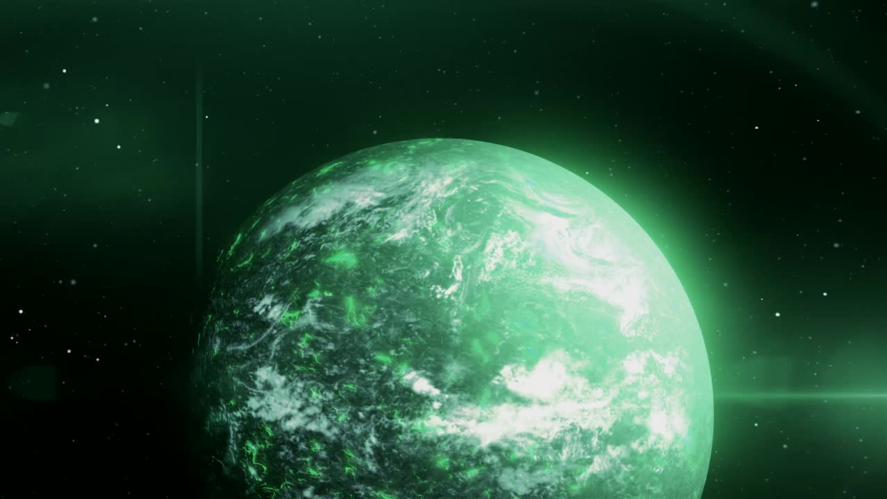 明亮的宇宙景象。运动。绿油油的月亮，做成了动画。高品质4k画面
