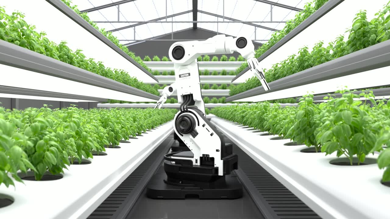 详情图-智能机器人农民概念，机器人农民，农业技术，农场自动化