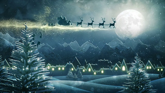 詳情圖-圣誕老人的雪橇送圣誕禮物(夜，帶短信)-循環(huán)