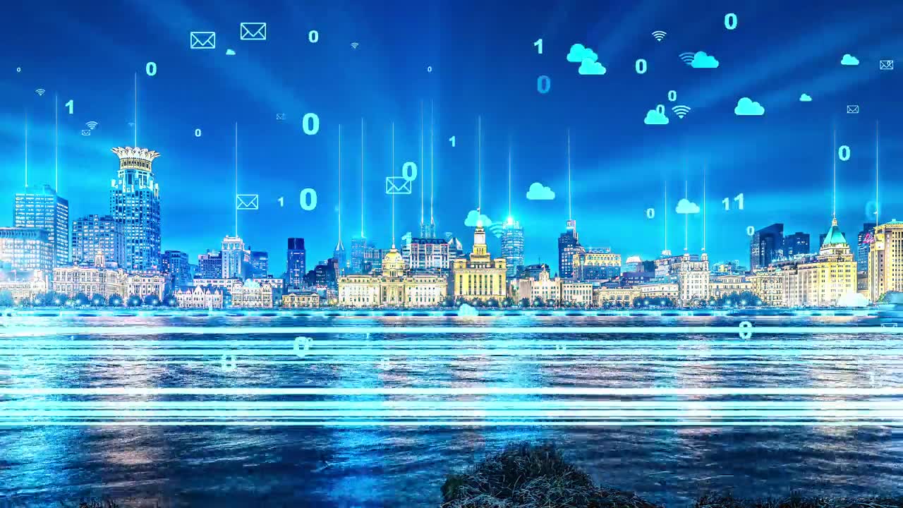詳情圖-智慧城市概念。中國(guó)上海夜晚的城市天際線