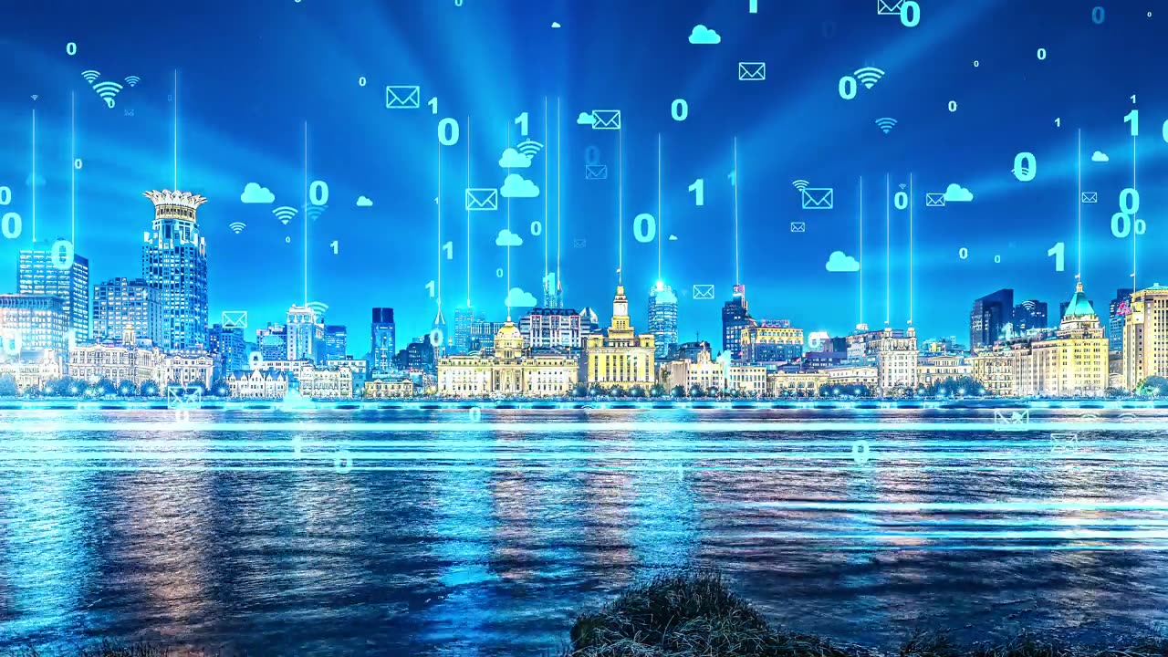 詳情圖-智慧城市概念。中國(guó)上海夜晚的城市天際線
