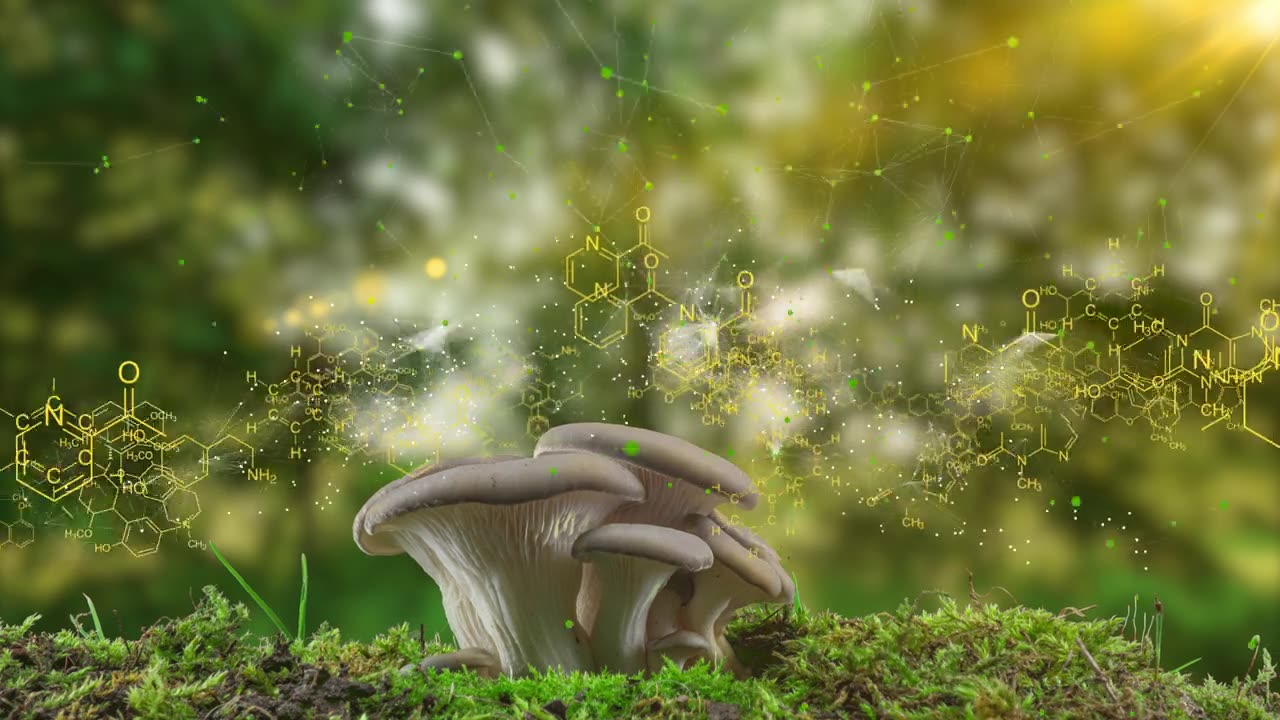 详情图-种植平菇，化学配方在空间中移动，植物生长的概念，植物和真菌生长需要一个平衡的环境，平菇生长的时间跨度