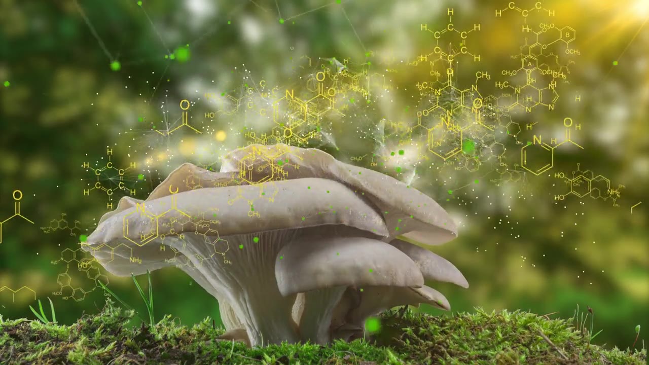 详情图-种植平菇，化学配方在空间中移动，植物生长的概念，植物和真菌生长需要一个平衡的环境，平菇生长的时间跨度
