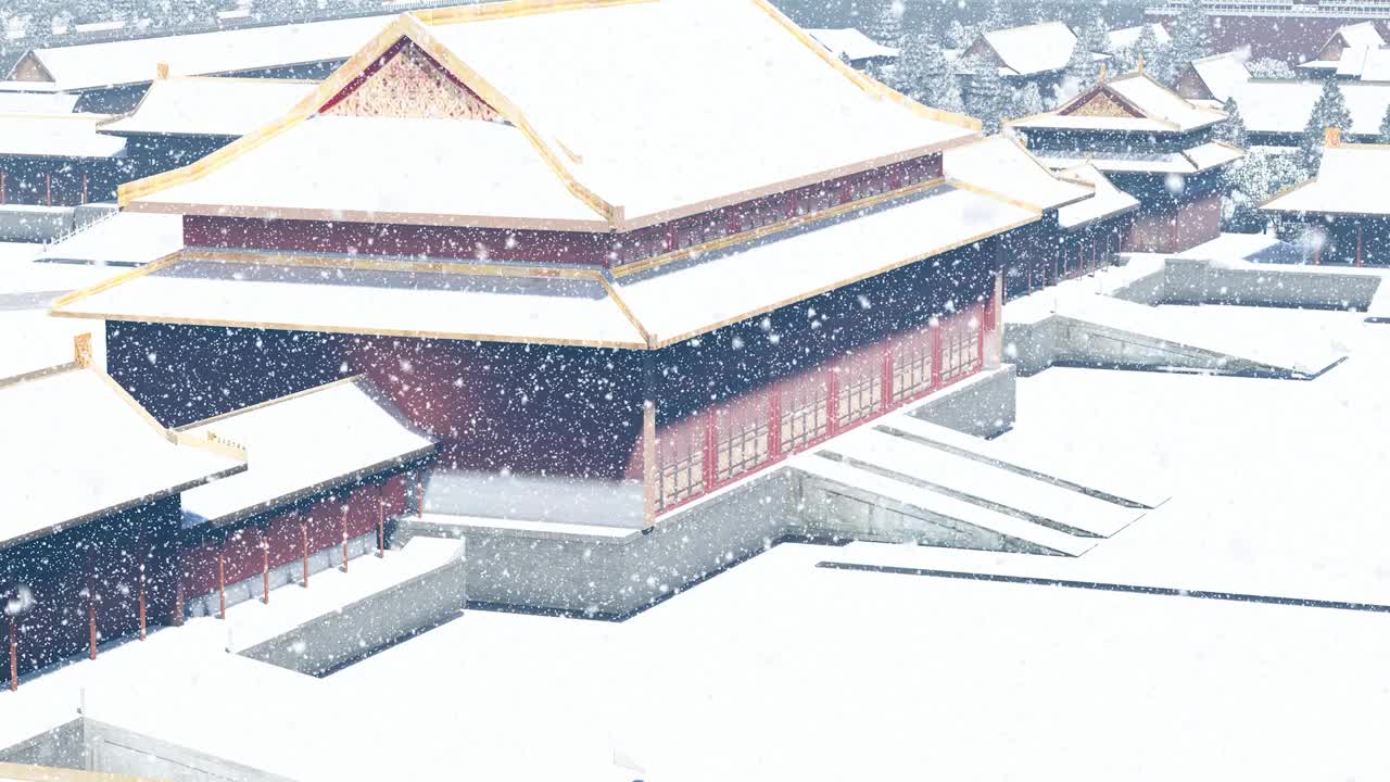 北京故宫博物院冬天下雪