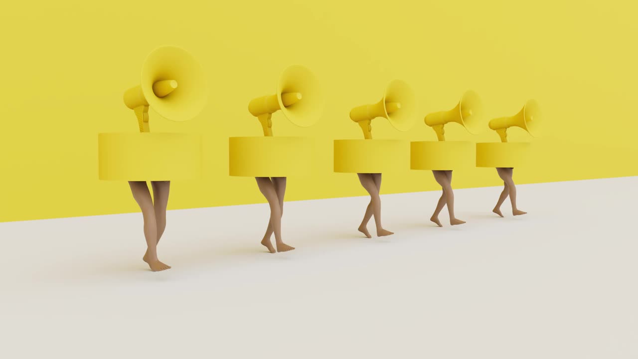 近距离3D扩音器动画包，标志和符号营销概念，艺术拼贴，杂志风格的vj和音乐，电视视频。复古，复古的80年代，70年代的风格。广告、文字的复制空间。
