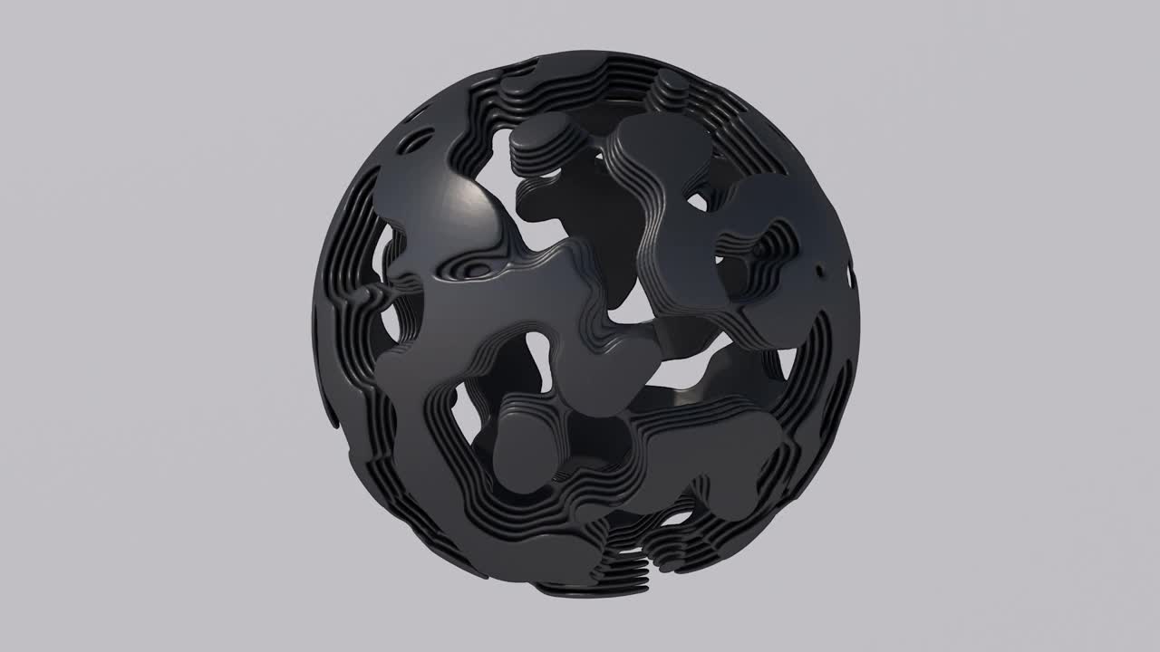 黑色有机球体。抽象动画，3d渲染。