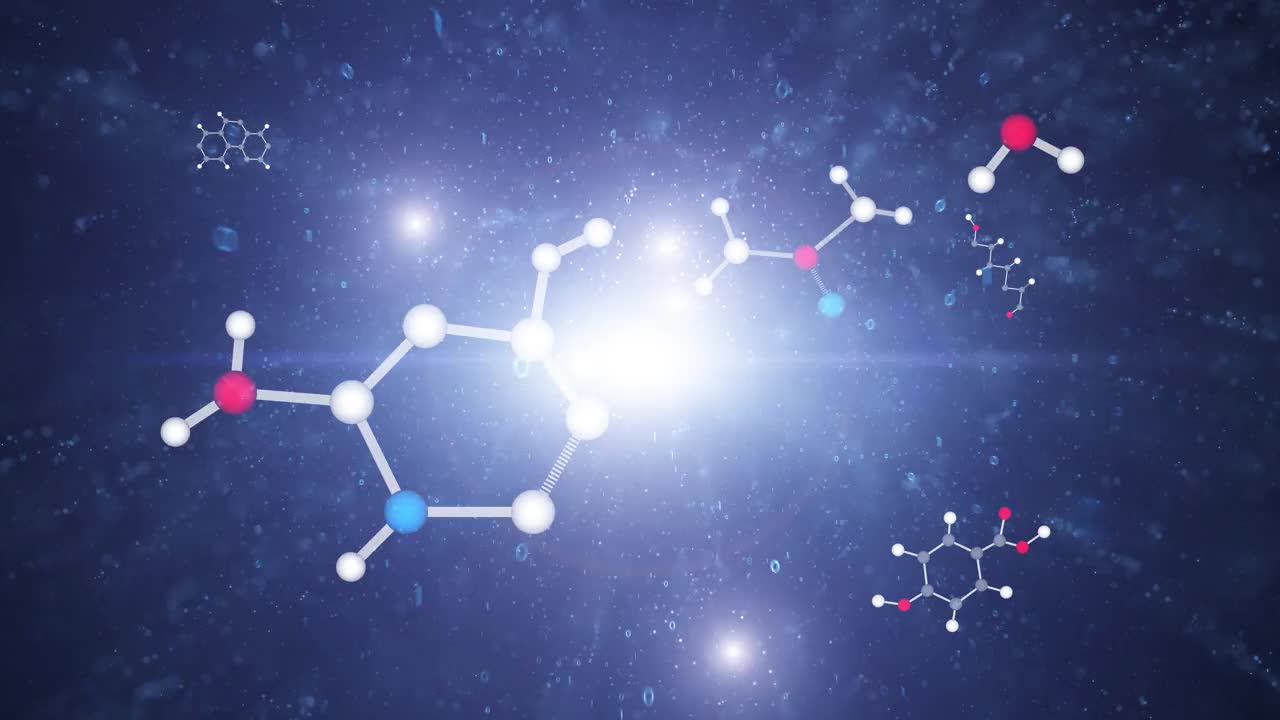 艺术循环化学分子键动画背景。
