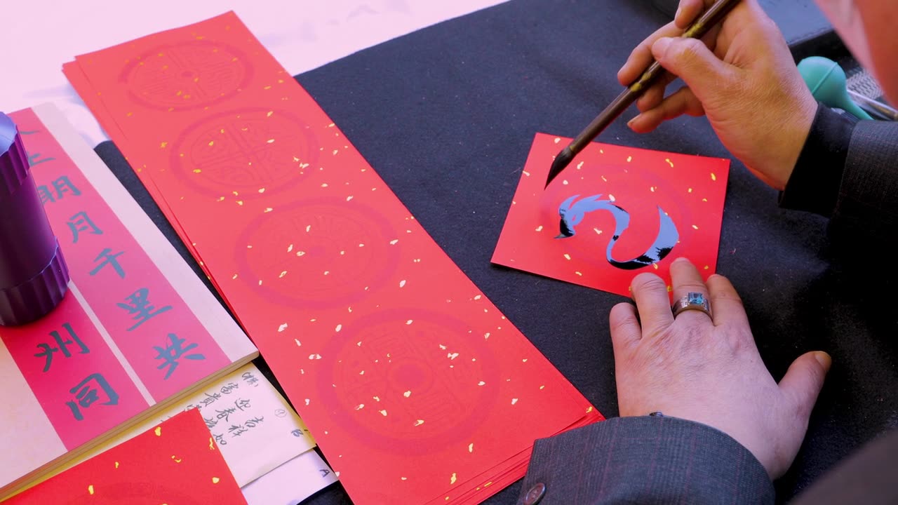 詳情圖-中國，春節(jié)，書法家，手寫春聯(lián)，毛筆大字，中國春節(jié)，