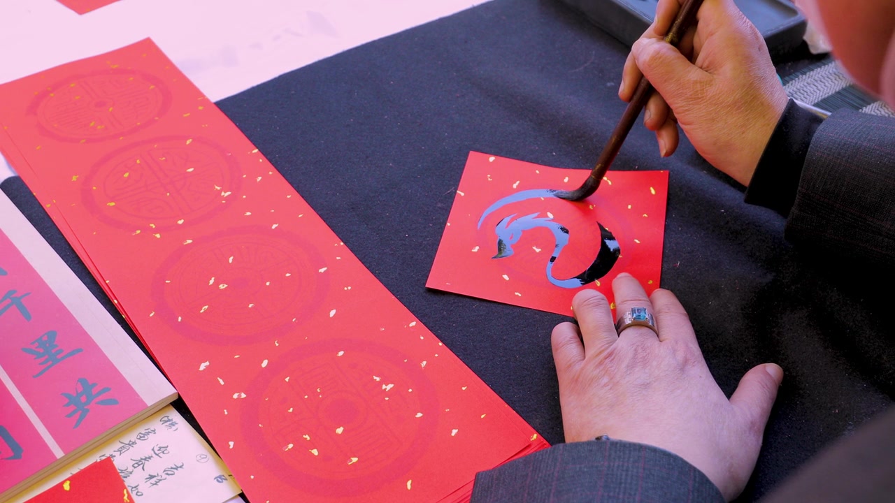 詳情圖-中國，春節(jié)，書法家，手寫春聯(lián)，毛筆大字，中國春節(jié)，