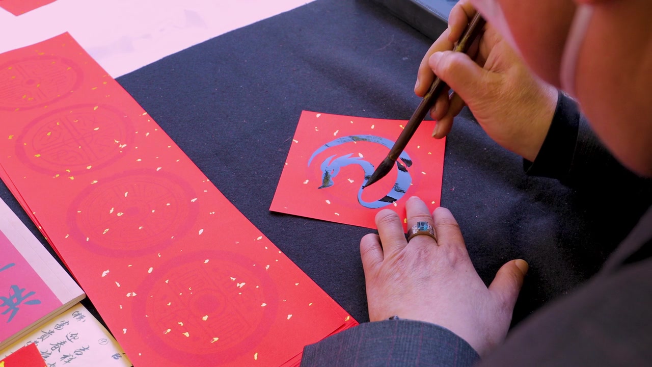 詳情圖-中國，春節(jié)，書法家，手寫春聯(lián)，毛筆大字，中國春節(jié)，