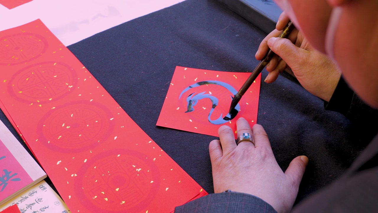 詳情圖-中國，春節(jié)，書法家，手寫春聯(lián)，毛筆大字，中國春節(jié)，