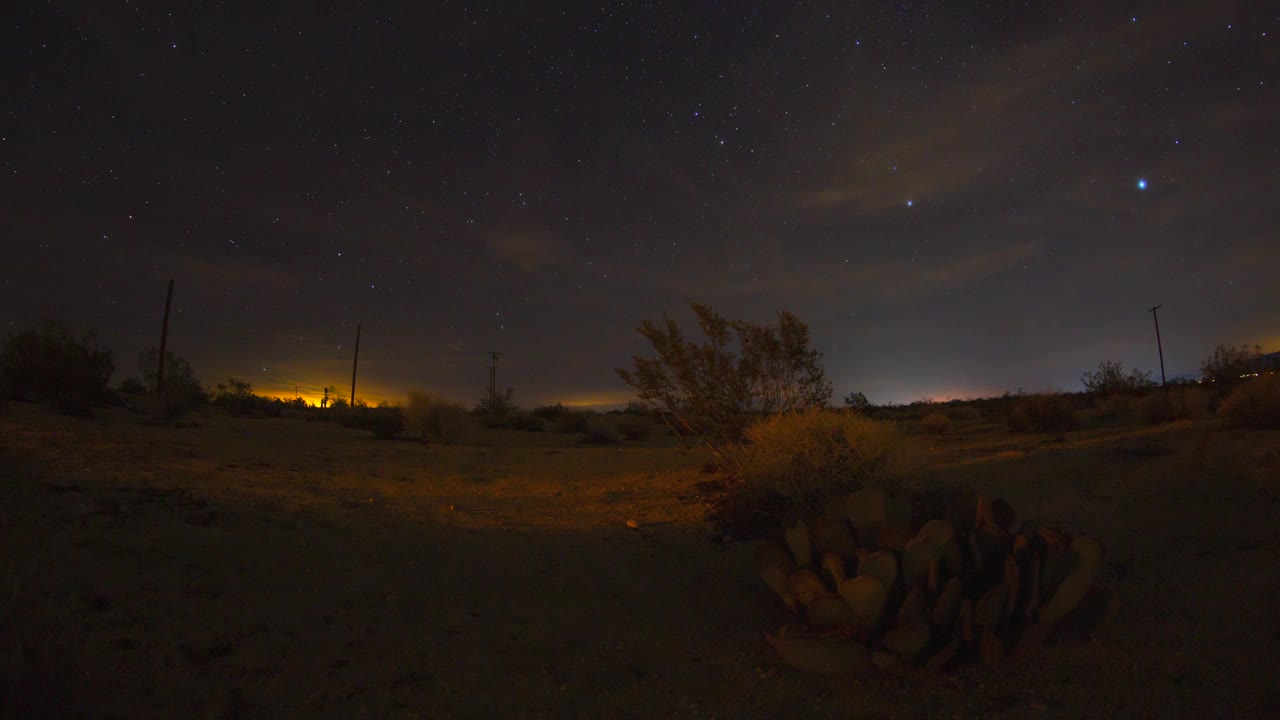 沙漠星径月升仙人掌夜空4k