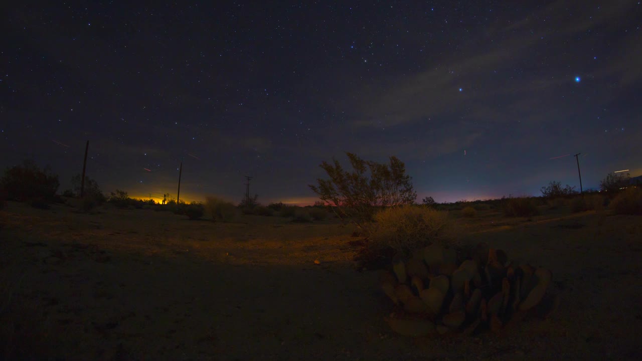 沙漠月亮仙人掌夜星延时4k