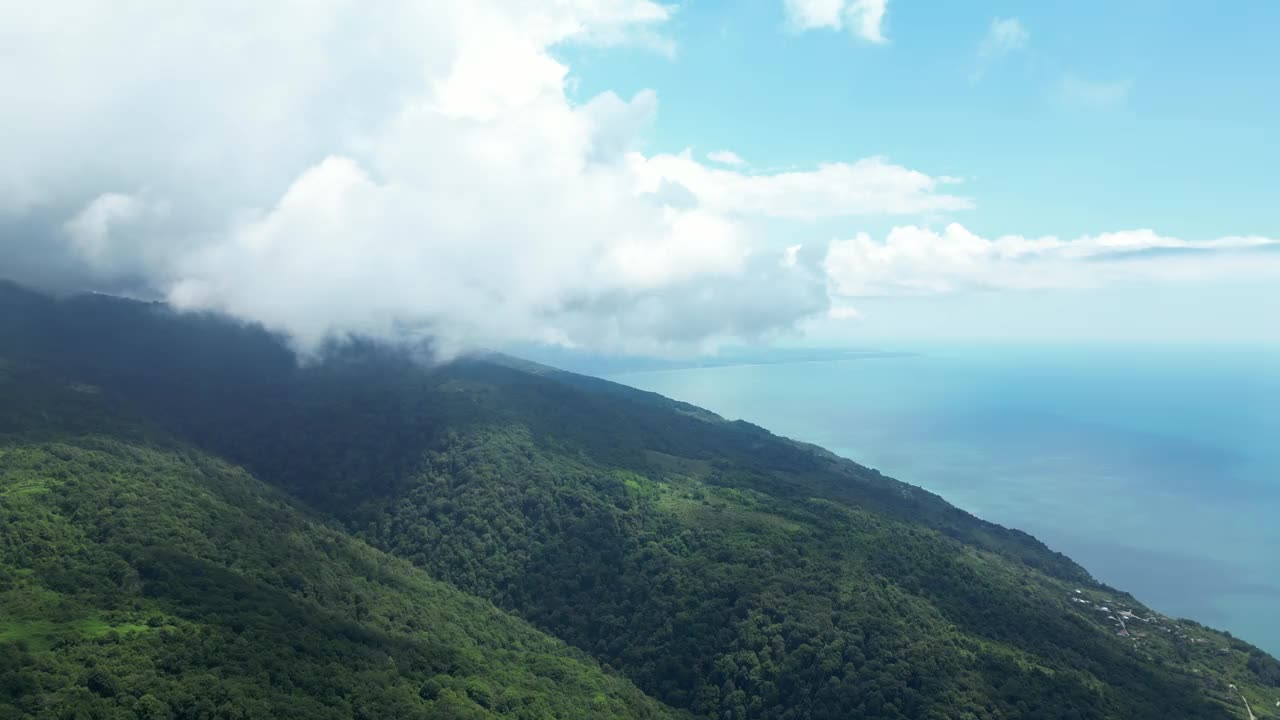 飞越山林，海的背景是云