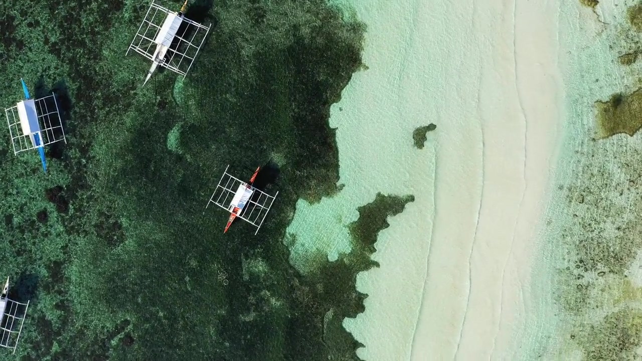 詳情圖-傳統(tǒng)的船只停泊在海灘上，亞洲，菲律賓，保和島，靠近邦勞，在一個陽光明媚的夏天。