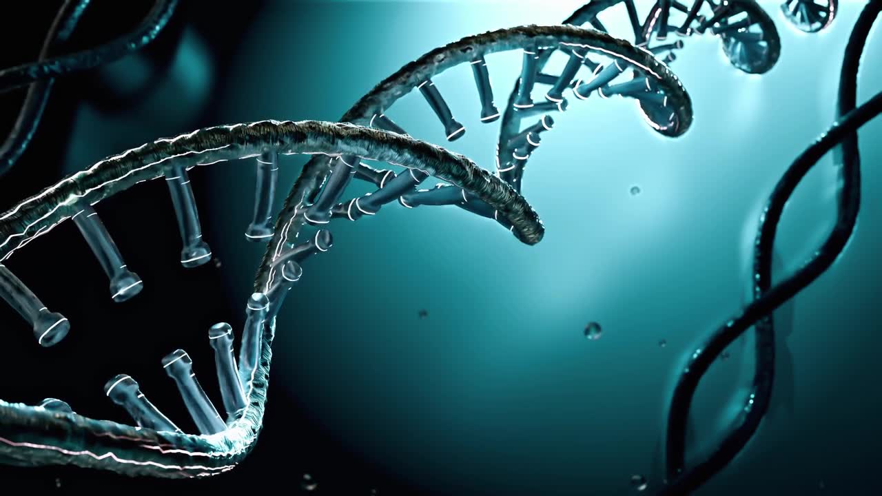 详情图-旋转DNA双螺旋的无缝循环动画。医学科学概念。可用于教育、科学或化妆品行业背景。