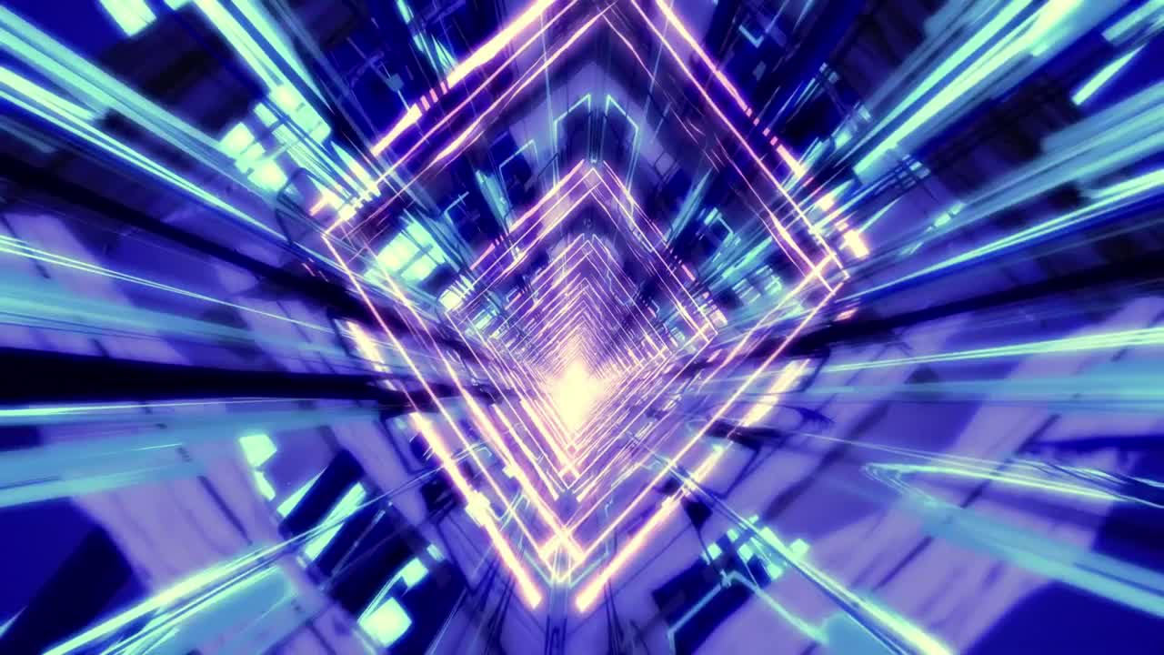4k发光霓虹灯快速隧道运动背景