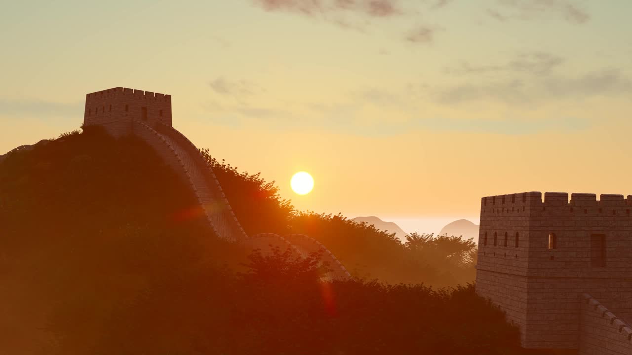 北京八达岭长城的日出